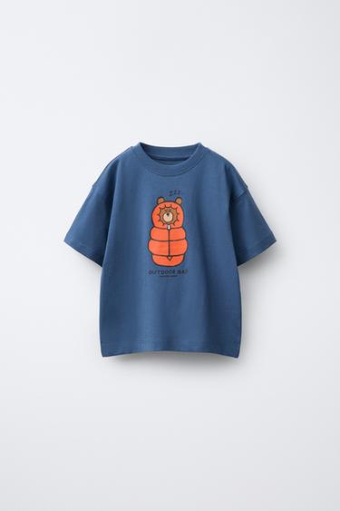 CAMISETA ESTAMPADO - Azul de Zara