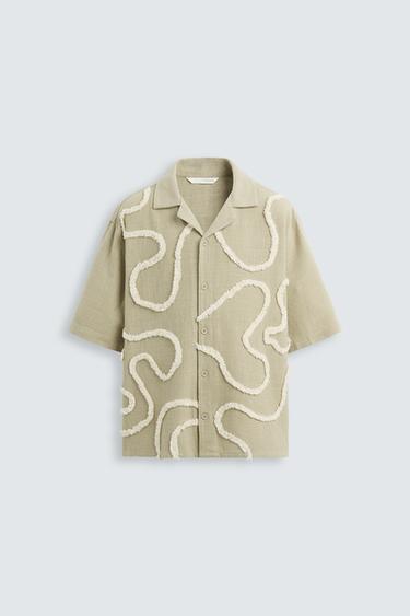CAMISA RELAXED FIT RELIEVE - Gris / Tostado de Zara