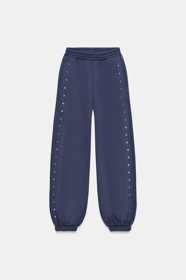PANTALÓN JOGGER LAVADO TACHAS - Azul de Zara