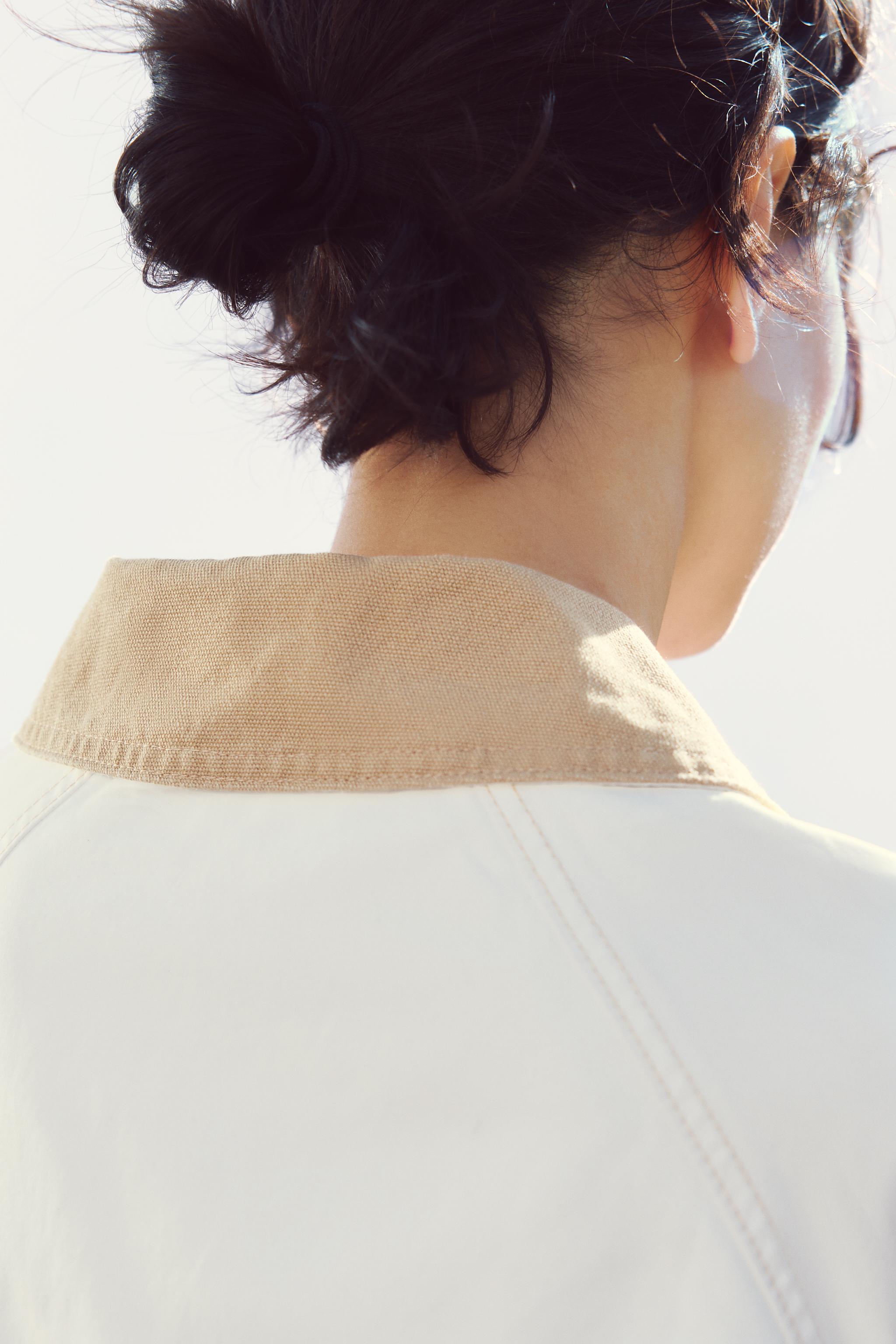 コントラストカラー ワックス ジャケット - オフホワイト | ZARA