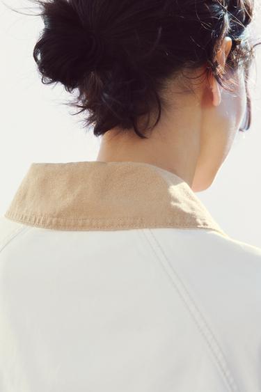 VESTE CIRÉE AVEC COL EN CONTRASTE - Blanc cassé de Zara - Image 5