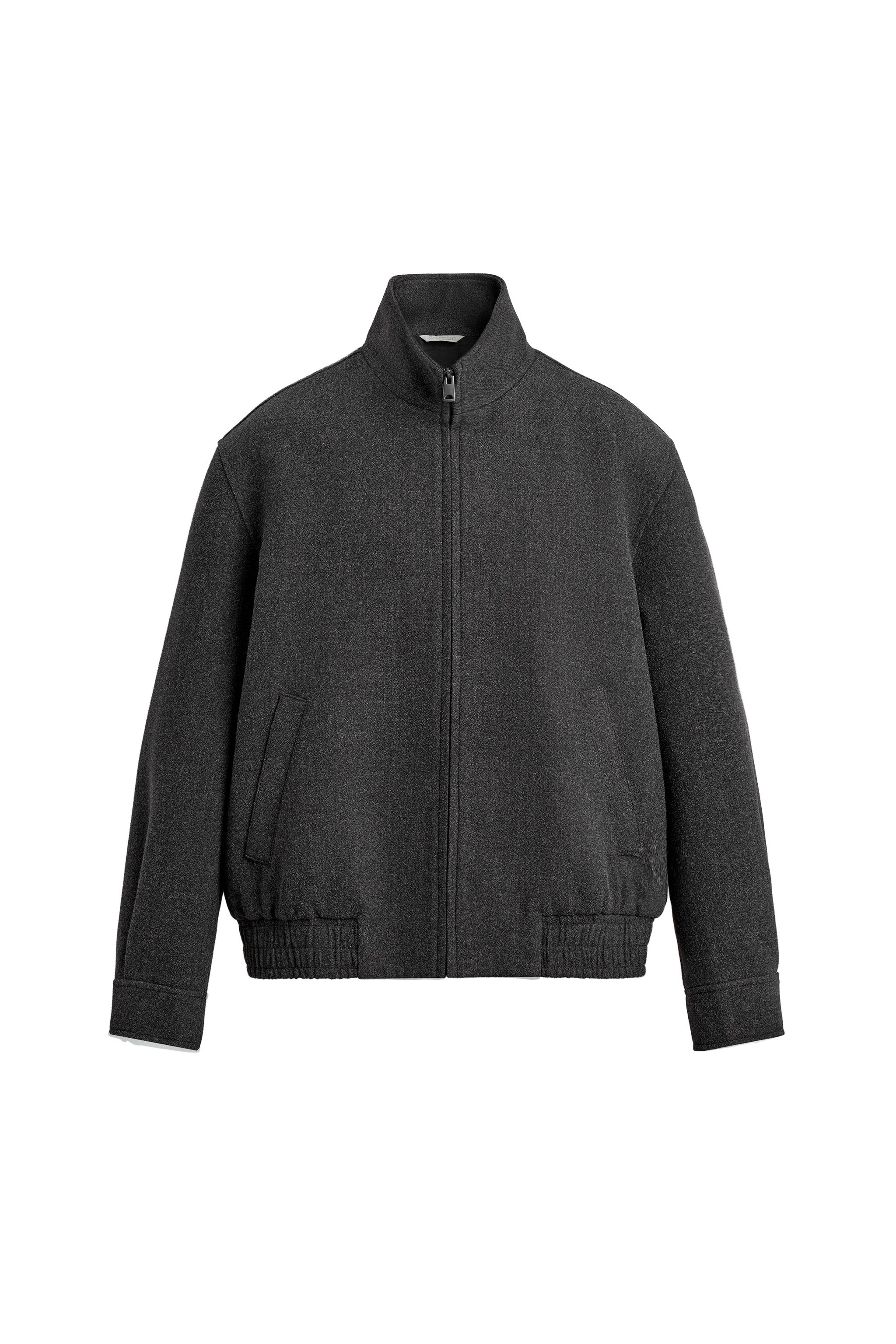 ジップアップ ウールブレンドジャケット - グレー | ZARA Japan / 日本