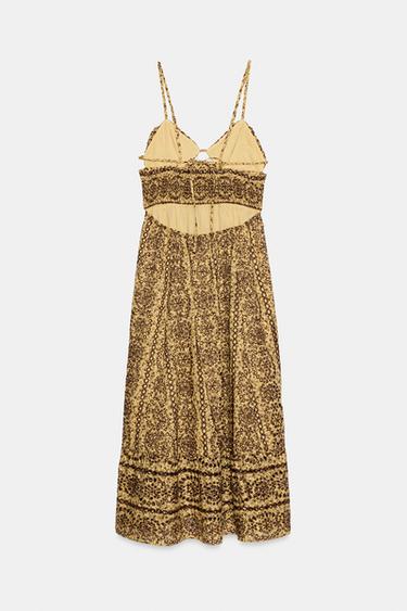 MIDI DRESS WITH CUTWORK EMBROIDERY AND CUT-OUT DETAIL - Brown by Zara - Image 9