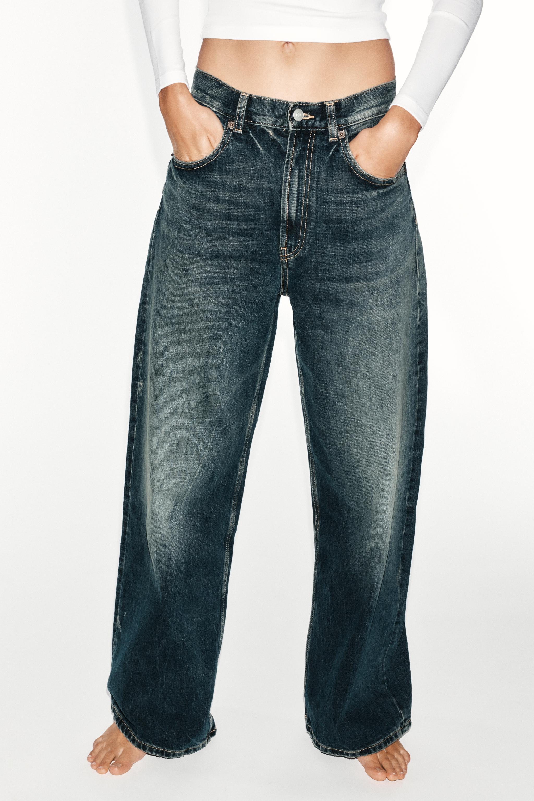 TRF EXTRA WIDE LEG HIGH RISE JEANS — Blue