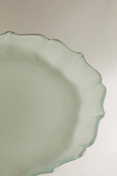 ASSIETTE À DESSERT EN VERRE ONDULÉ - Vert d'eau de Zara - Image 2