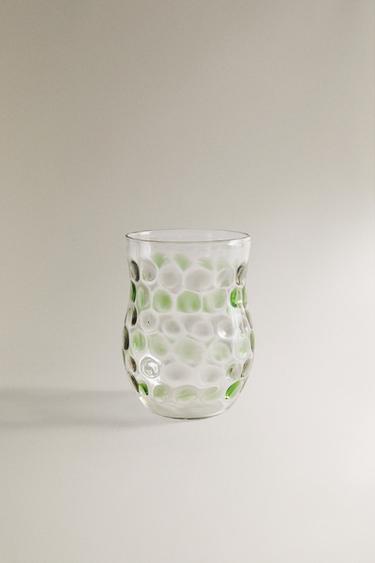 VASO VIDRIO RELIEVE - Verde de Zara