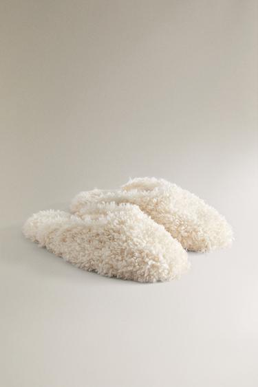 FAUX SHEARLING MULE SLIPPERS - Beige by Zara - Image 1
