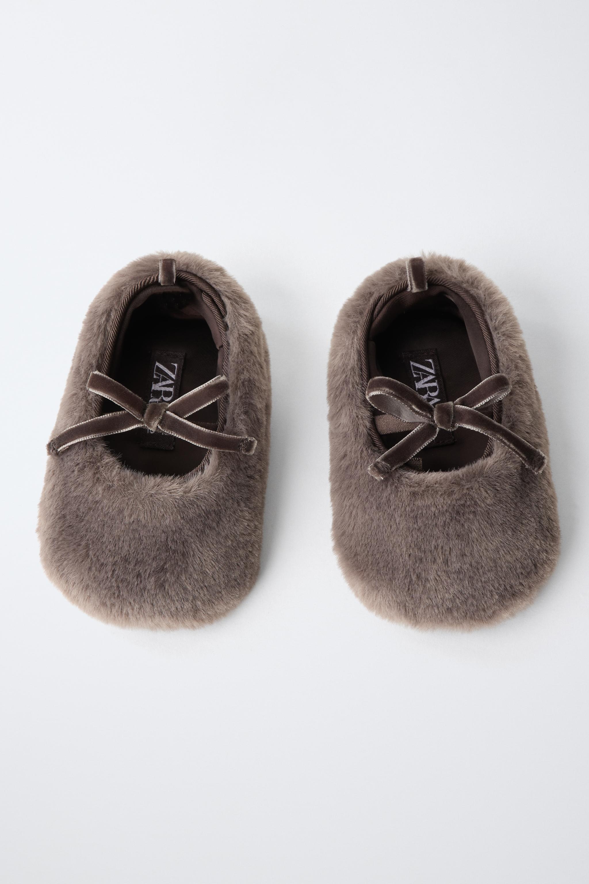 BALLERINES EFFET FOURRURE AVEC NŒUD