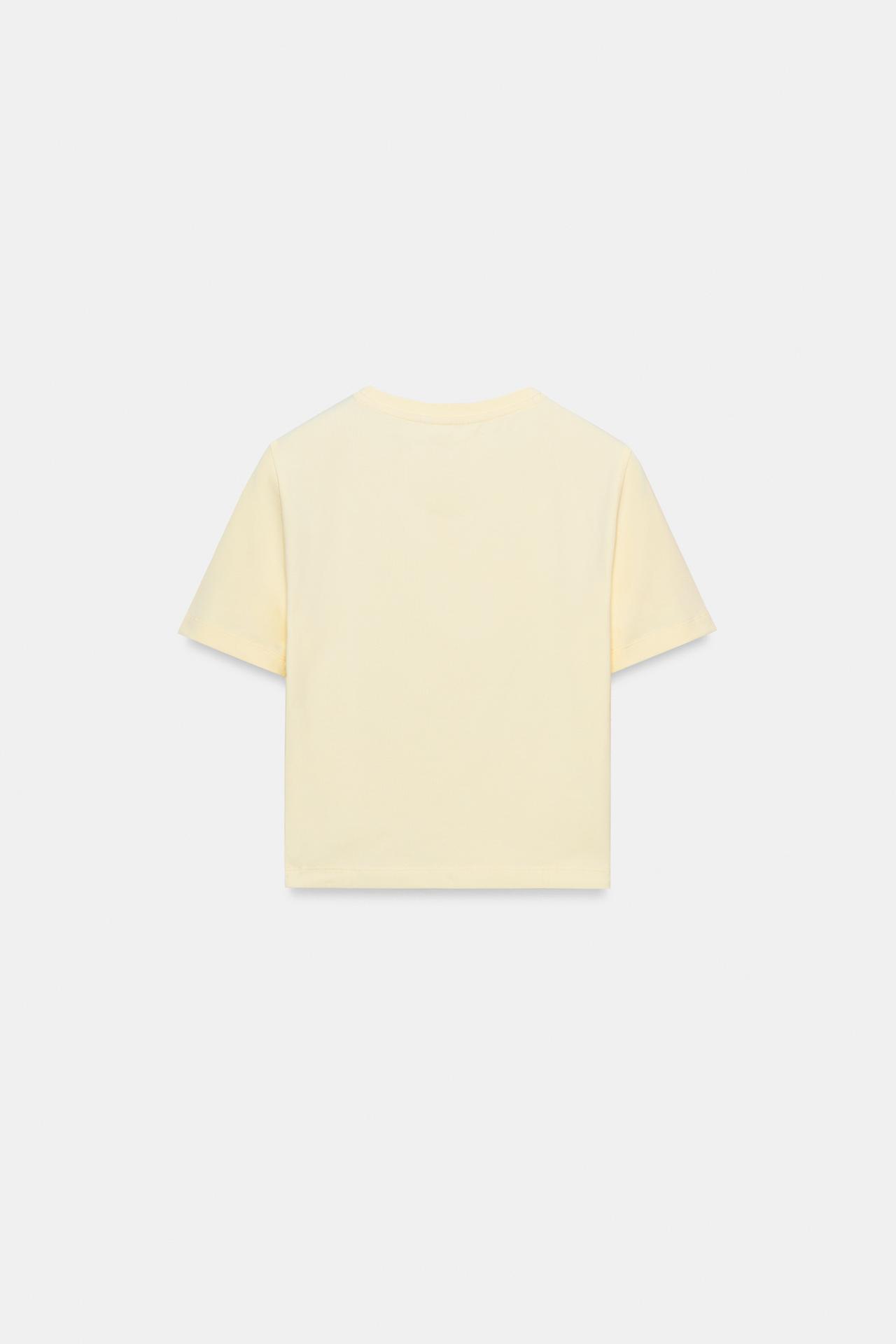 SHORT SLEEVE CROP TOP — Light yellow