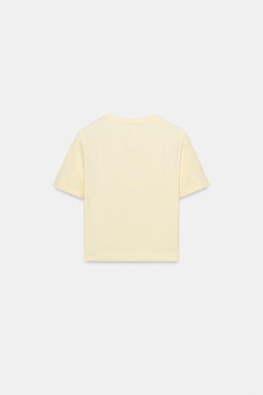 T-SHIRT COURT À MANCHES COURTES - Jaune clair de Zara - Image 1
