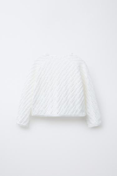 GILET EN MAILLE TEXTURÉE - Blanc de Zara - Image 1