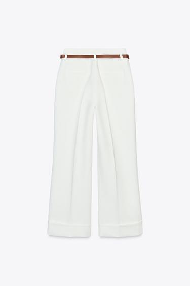 TURN-UP HEM TROUSERS WITH BELT - Ecru by Zara - Image 5