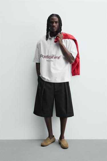 플리츠 릴렉스핏 버뮤다 팬츠 - Zara의 블랙 - 이미지 0