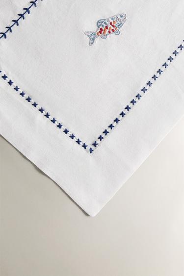 EMBROIDERED FISH TABLE RUNNER - Blue by Zara - Image 2