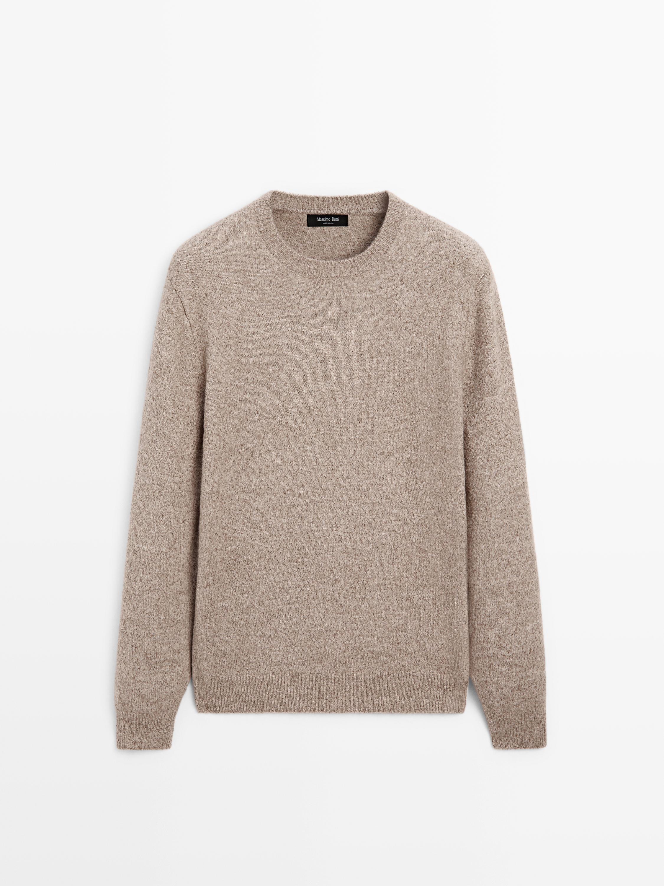 Flecked crew neck knit sweater