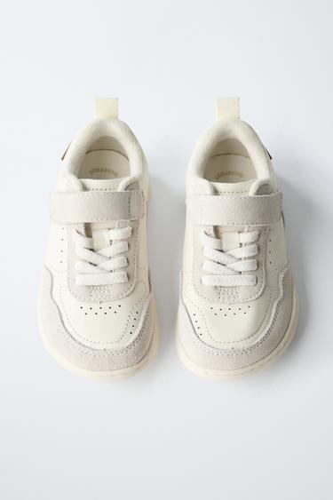 Zara BAREFOOT LEATHER SNEAKERS - White
