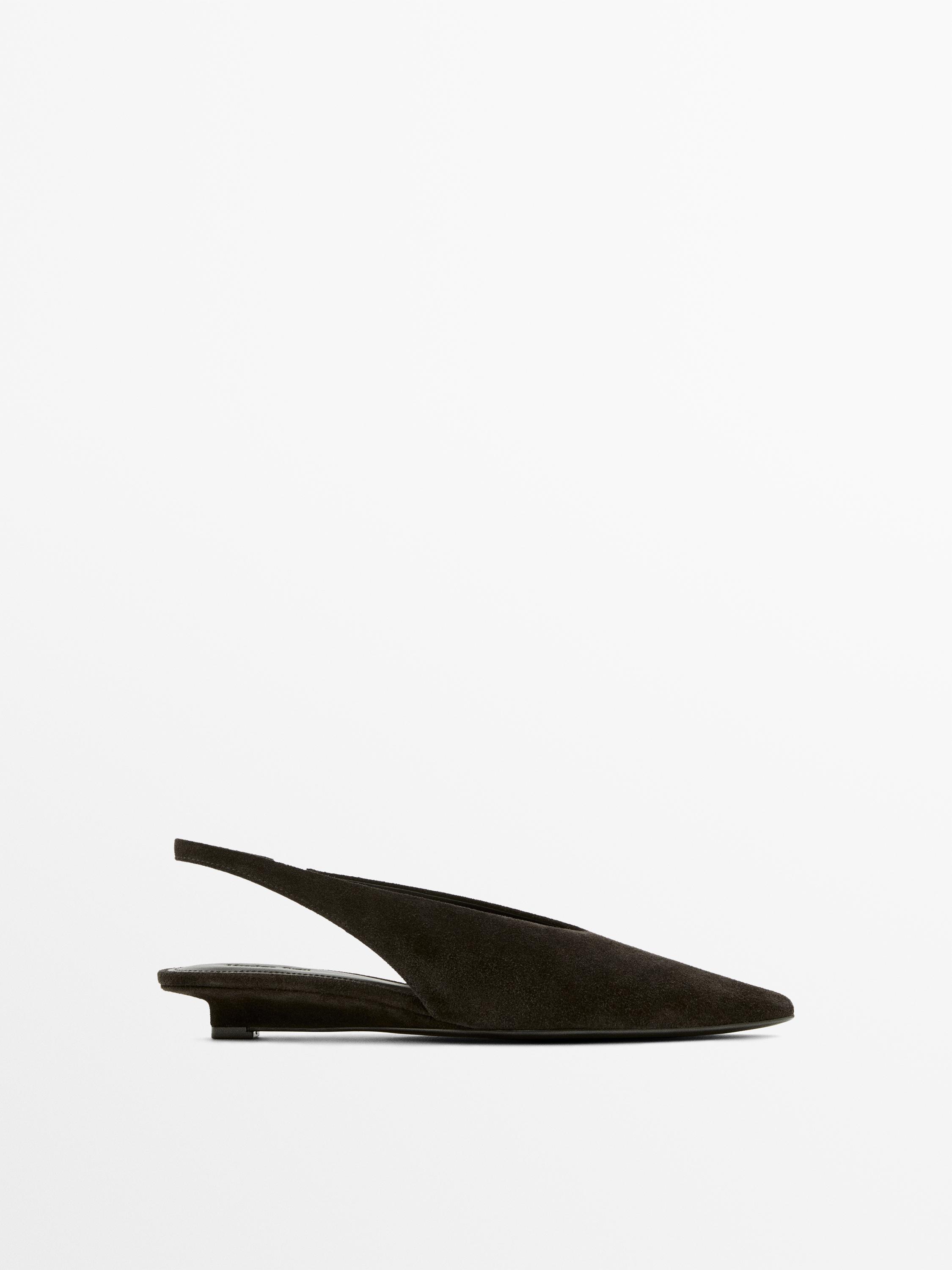 Split suede leather slingback shoes