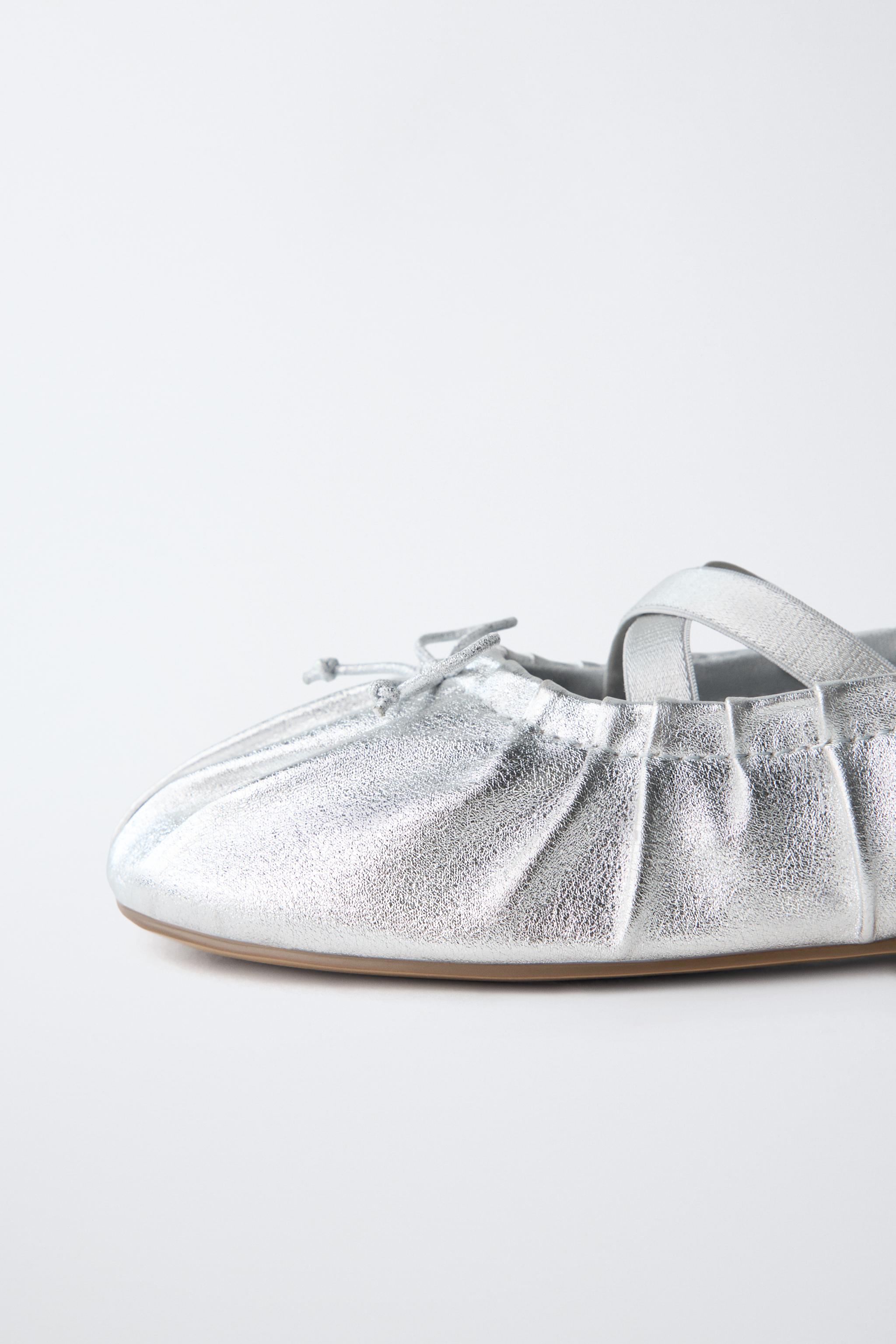 Обувь Zara METALLIC BALLET FLATS — фото 7