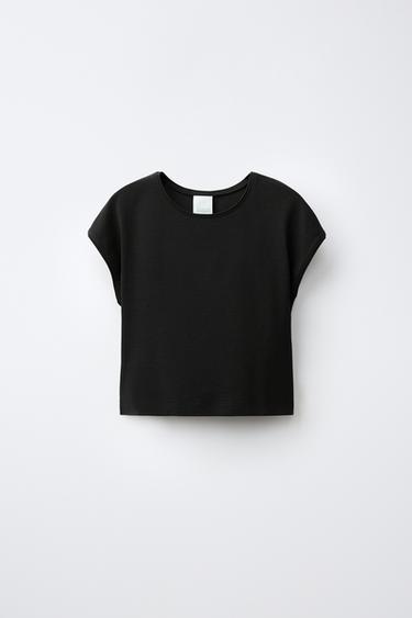 CAMISETA CROP MODAL - Negro de Zara