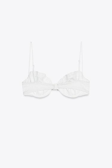 CONTRAST BOW RUFFLE BIKINI TOP - White by Zara - Image 4