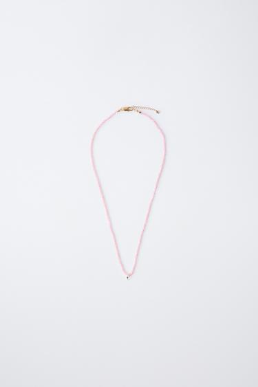 عقد حجر زيركون بقلب - وردي by Zara