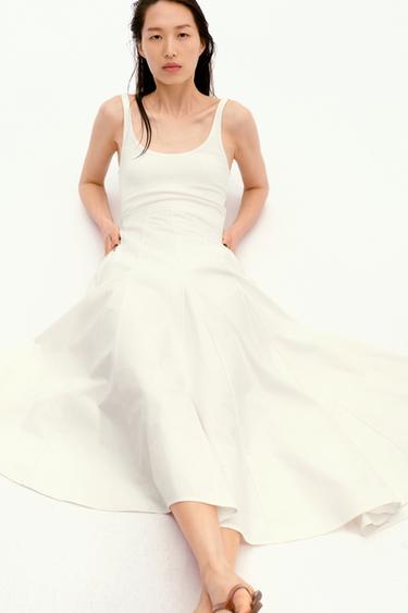 DRESS WITH GODET INSERTS - Ecru by Zara