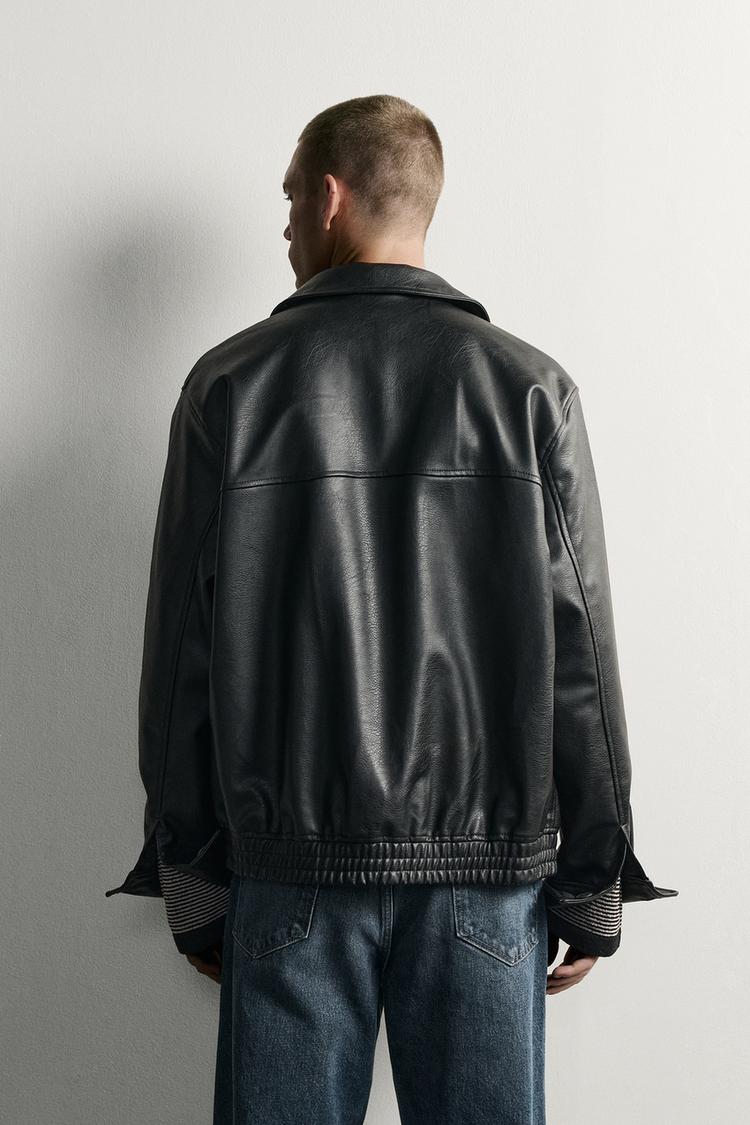 Chaqueta de efecto cuero de corte relajado 3