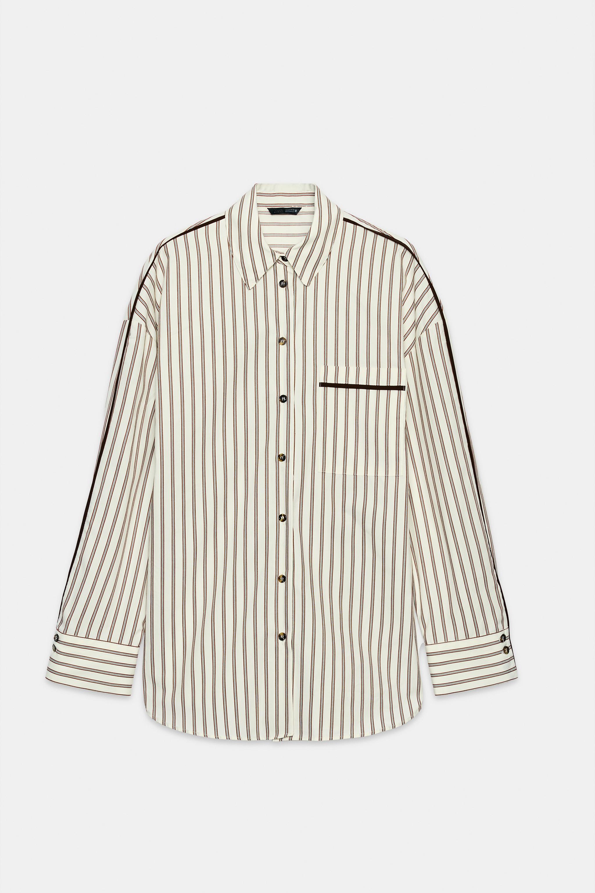 STRIPED CONTRAST PIPING SHIRT