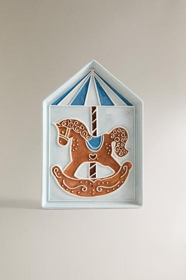Zara CHILDREN'S STONEWARE CHRISTMAS HORSE PLATE - 多色