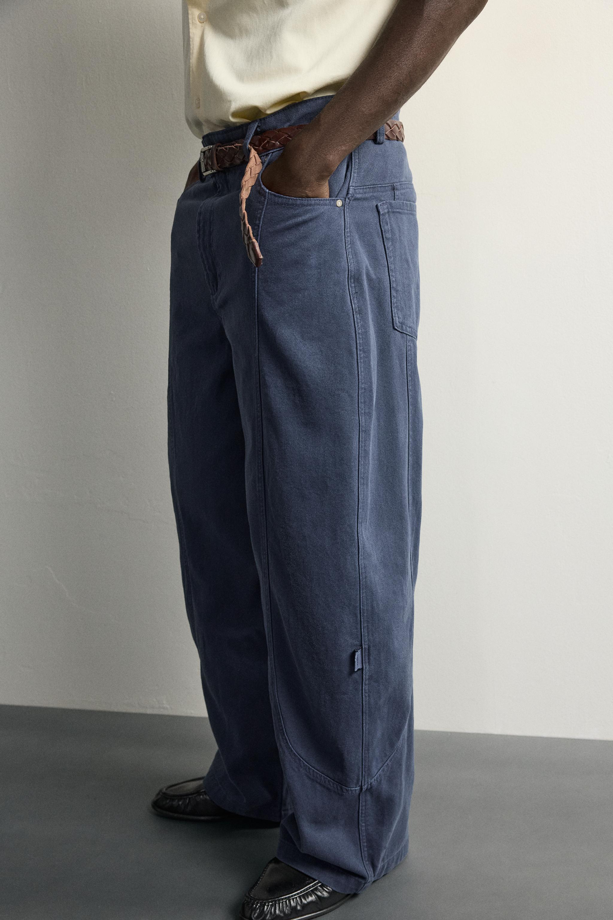 Мужские брюки Zara SEAMED RELAXED FIT PANTS — фото 5