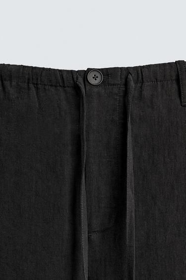 PANTALON 100 % LIN COUPE DÉCONTRACTÉE - Noir de Zara - Image 8
