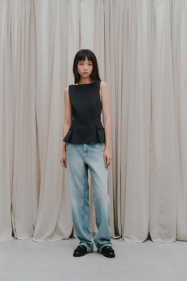 TRF ストレートローライズジーンズライトブルーZaraのTRF ストレートローライズジーンズ - ライトブルー 