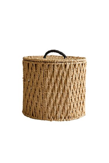 ROUND BASKET WITH LID - Light beige by Zara