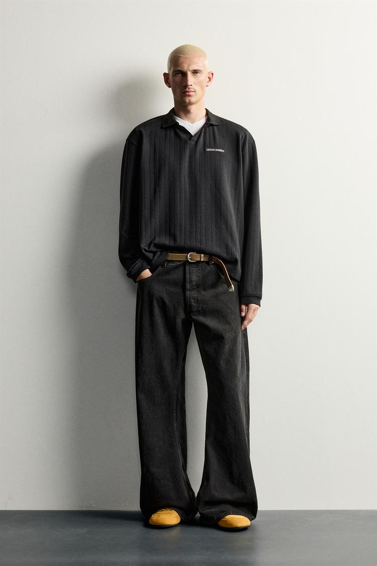 JACQUARD EMBROIDERED TEXT POLO SHIRT