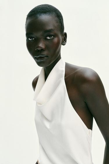 HALTERNECK JUMPSUIT WITH BELT - Dark navy by Zara - Image 1