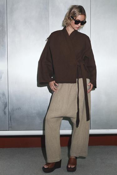 LIMITED EDITION 100% LINEN KIMONO JACKET - Brown by Zara - Image 2