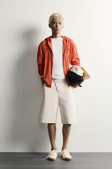 Zara BAGGY FIT FIREMAN CLASP SHORTS - Beige - Image 0