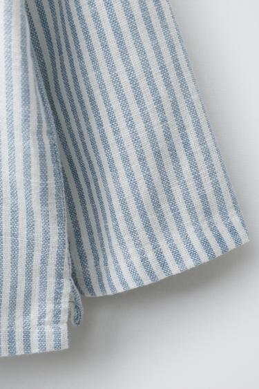 STRIPED LINEN BLEND SHIRT - Blue/White by Zara - Image 3