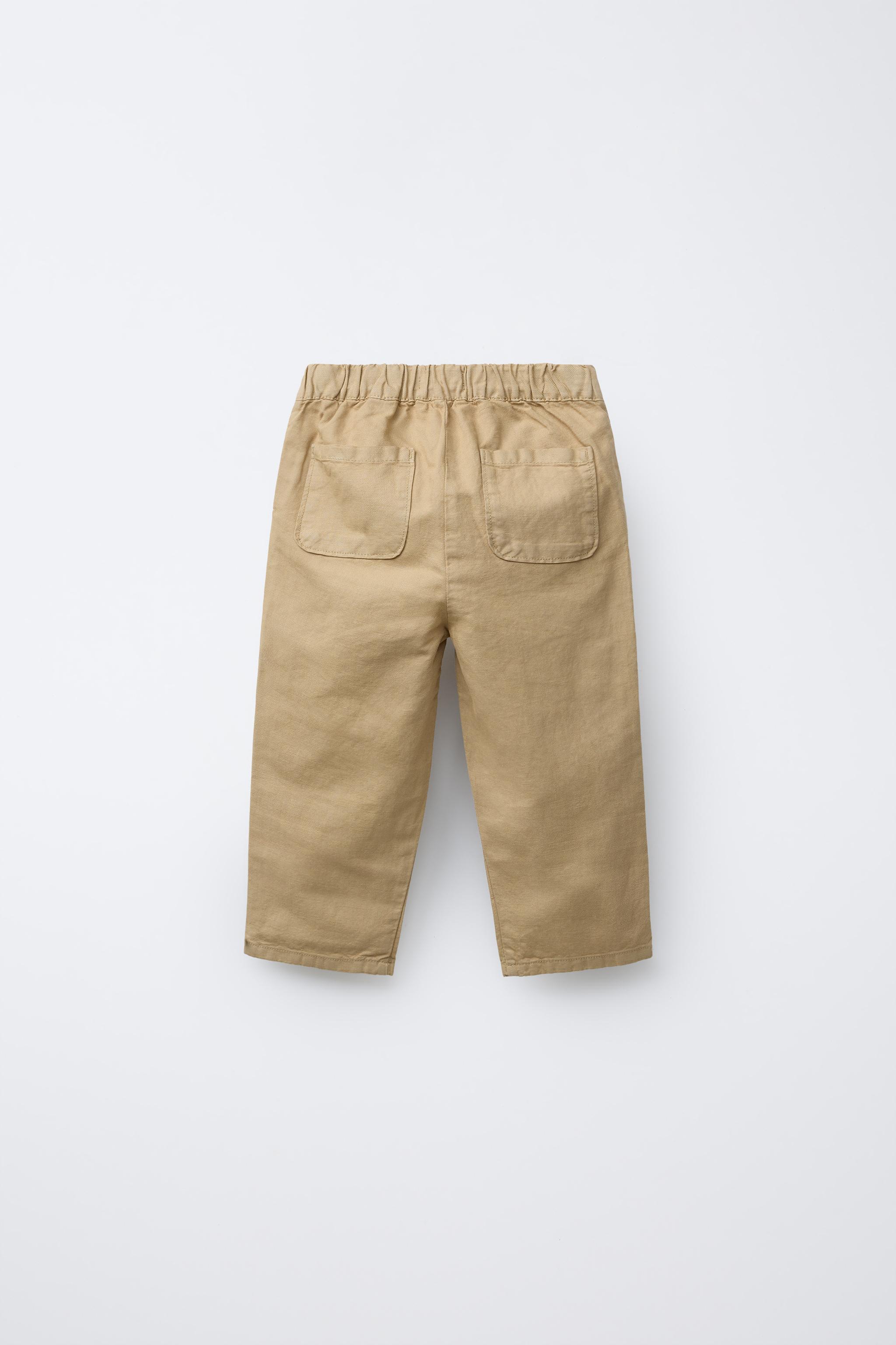 【ZARA】ZW COLLECTION リネンブレンドパンツ 2385/586/403 リネンブレンド ストレート パンツ - ゴールデンブラウン | ZARA