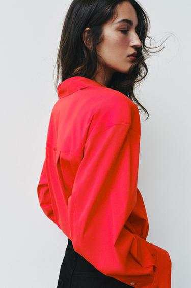 OVERSIZE POPLIN SHIRT - Red by Zara