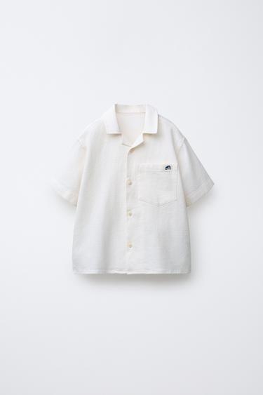 TEXTURED SHIRT WITH POCKET - Ecru by Zara