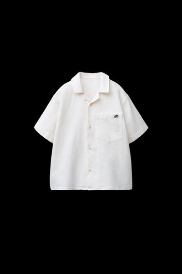 Zara TEXTURED POCKET SHIRT - Ecru - Image 0