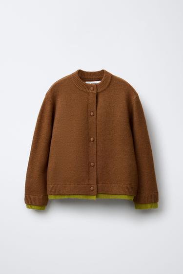 Zara DOUBLE HEM KNIT CARDIGAN BENSIMON ® X ZARA - Khaki