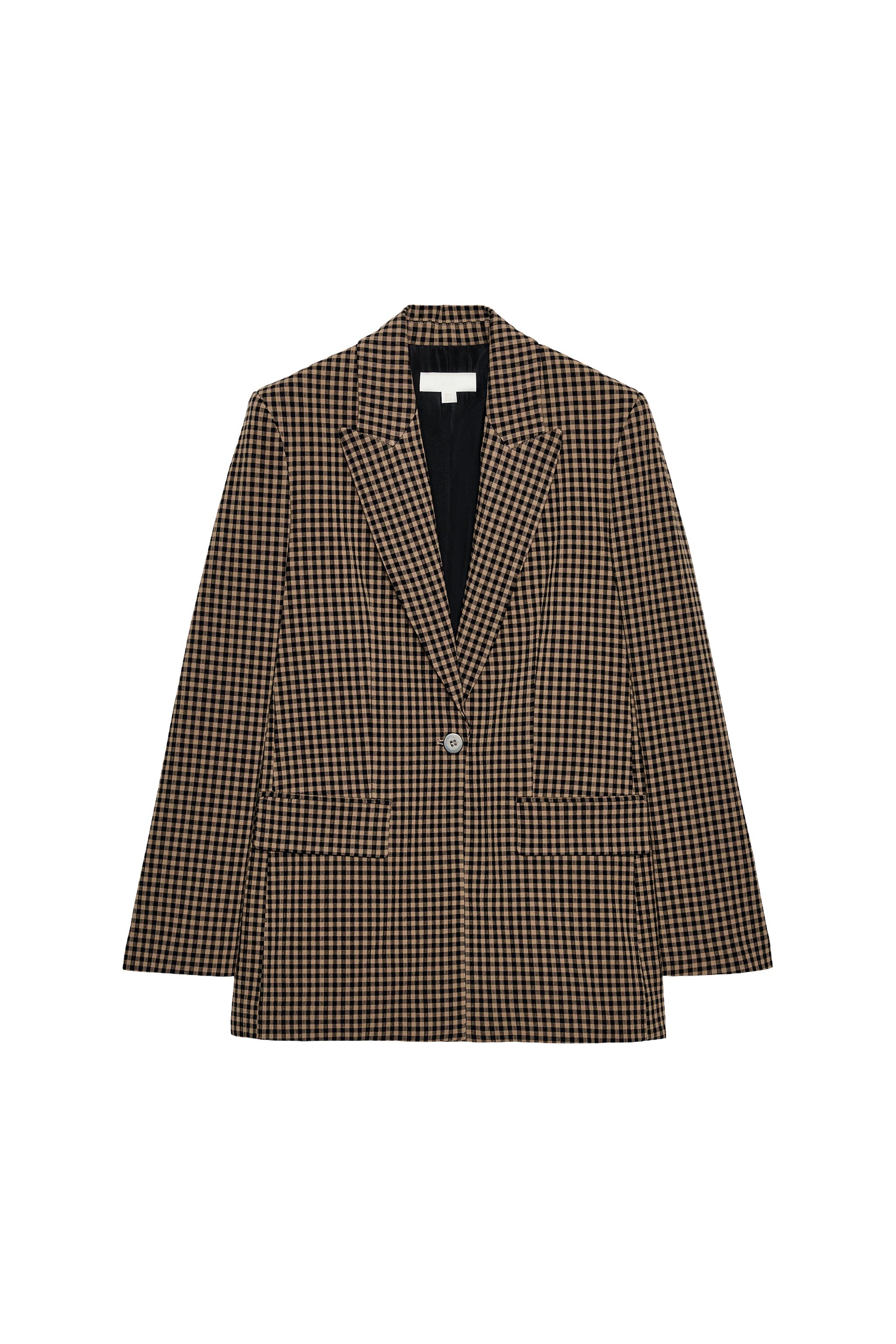 オーバーサイズギンガムチェック柄ブレザー - ベージュブラウン | ZARA