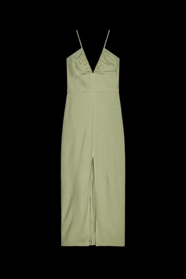 MIDI-KLEID MIT LEINEN - Helles Khaki von Zara - Bild 0