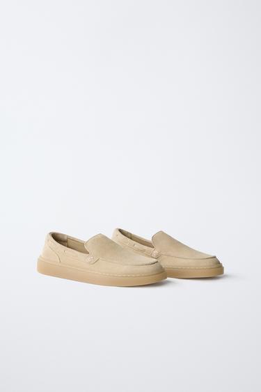 LEATHER DECK SHOES - Sand Brown by Zara