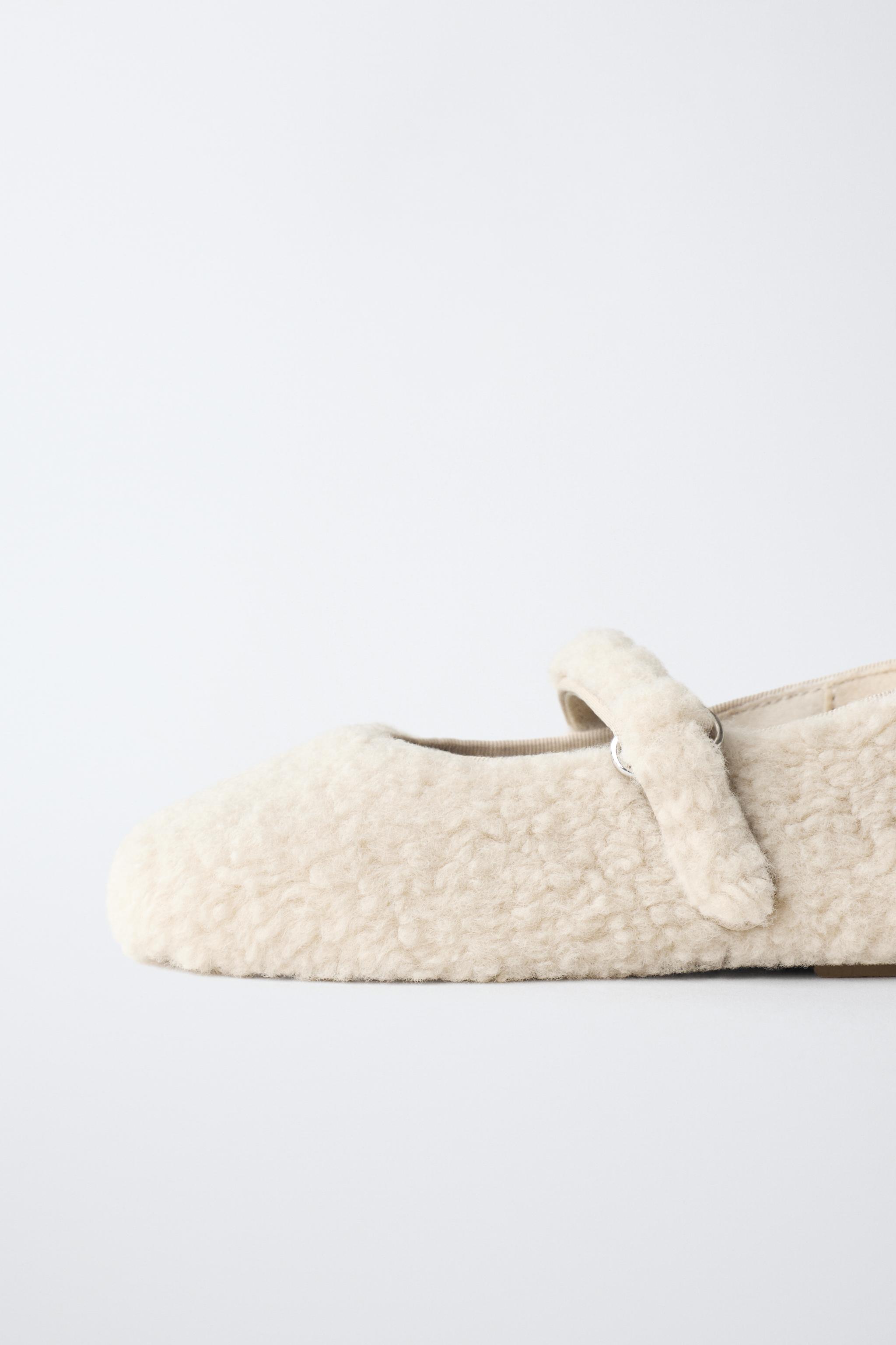 FAUX SHEARLING BALLET FLATS