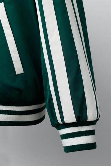 QUILTED VARSITY BOMBER JACKET WITH DETACHABLE HOOD - Green by Zara - Image 6