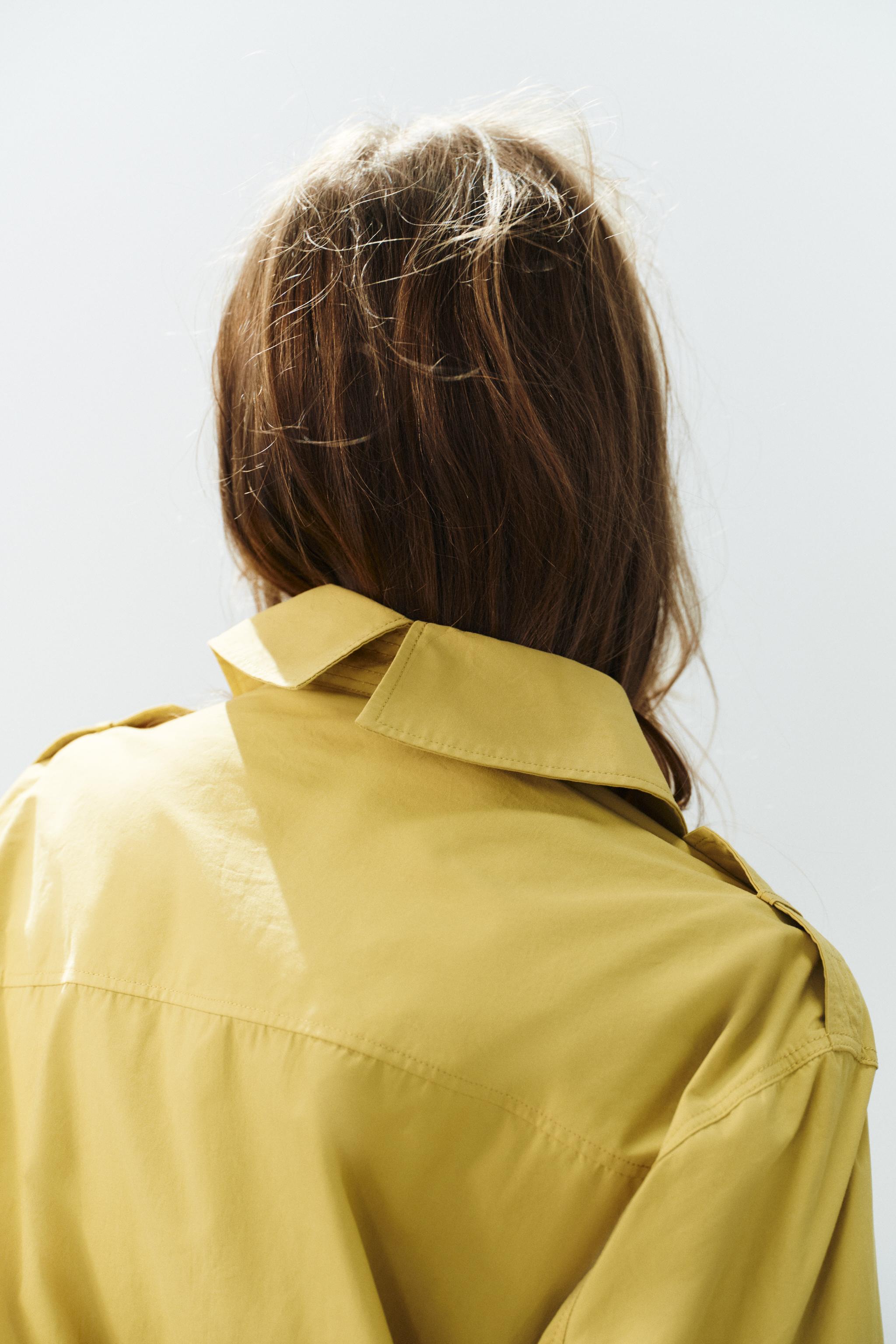 Женские рубашки Zara TWILL TAB DETAIL SHIRT — фото 6