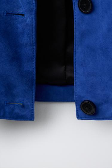 BLOUSON EN DAIM 100% CUIR - Bleu roi de Zara - Image 7